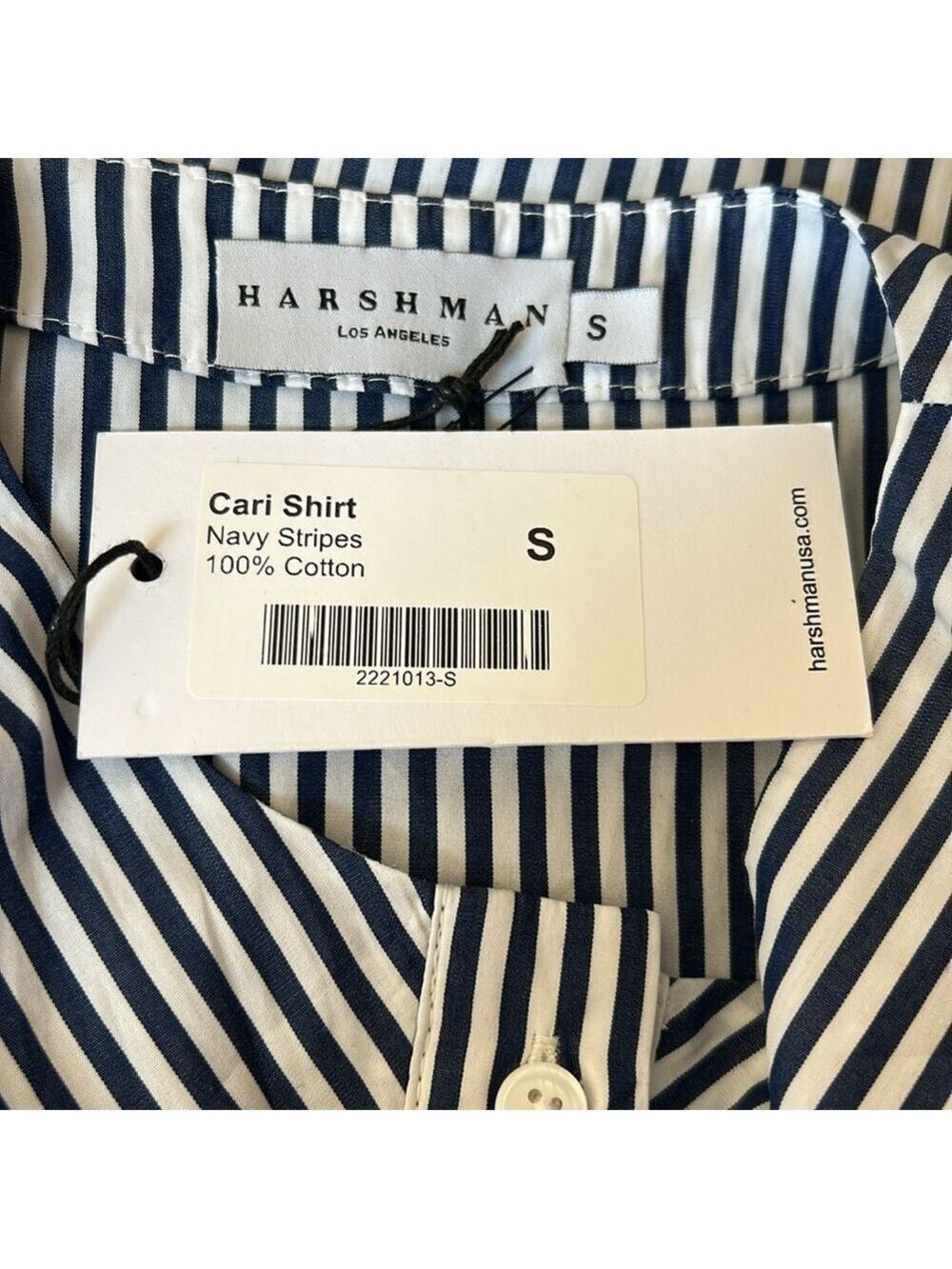 NWT Harshman Cari Shirt In Navy Stripes Size Small - Picture 6 of 10